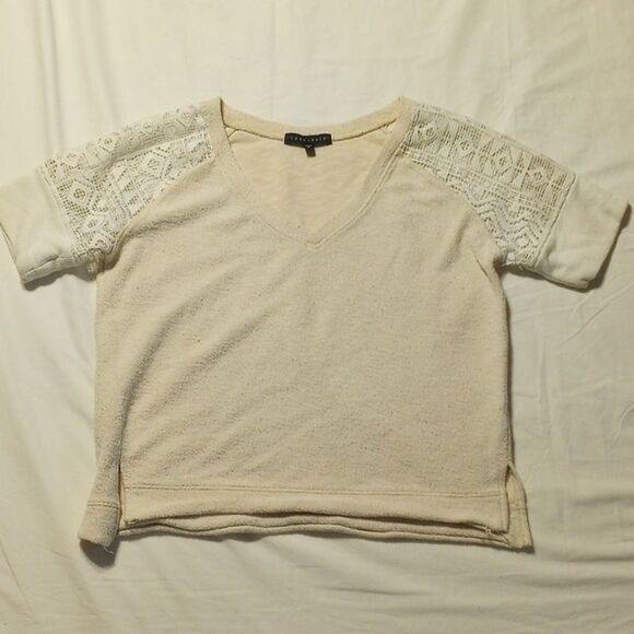 White and Cream Sanctuary Short Sleeve Sweater - Picture 1 of 6